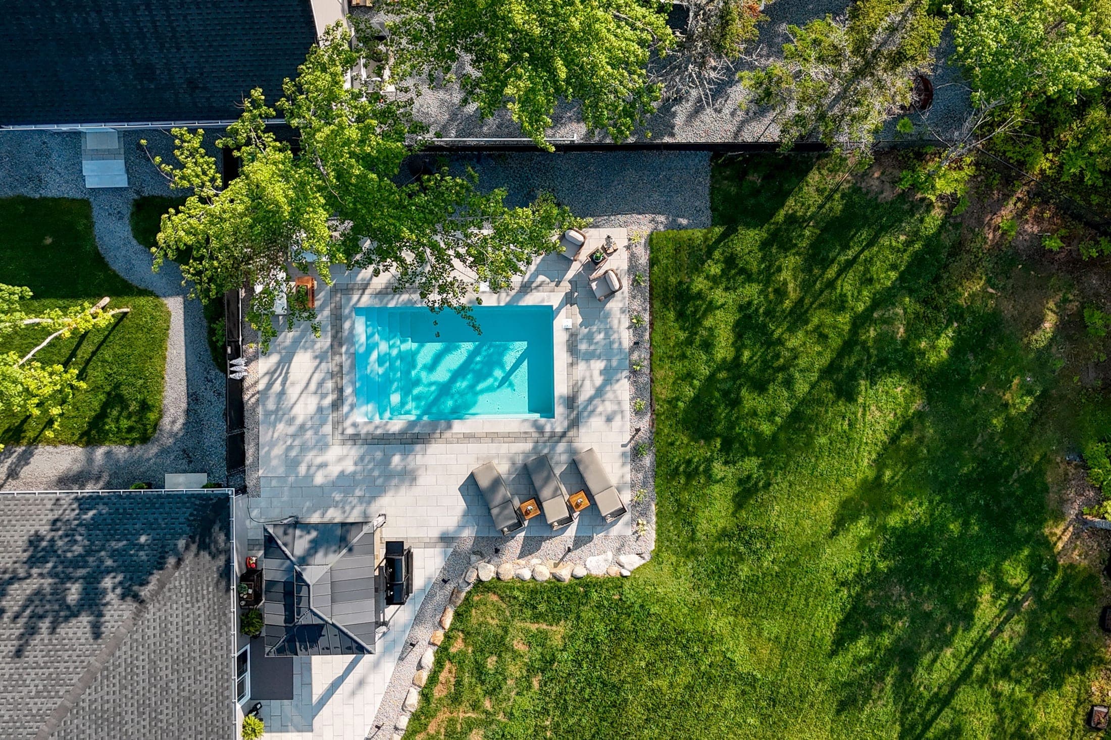 Custom fiberglass pool installation by Ocean View Plunge Pools